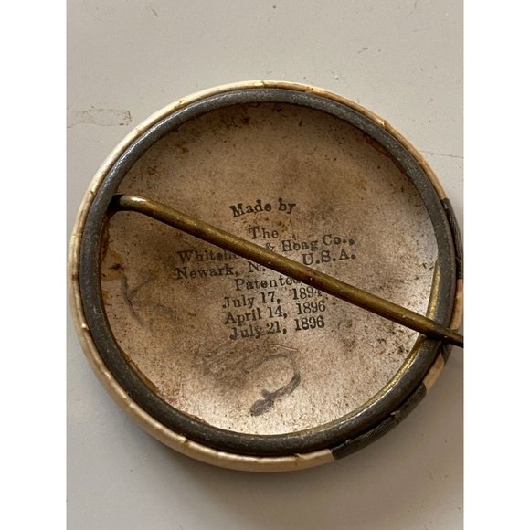 Antique 1896 hoag pinback Image photo of a man Political fraternity pin button - Picture 3 of 3